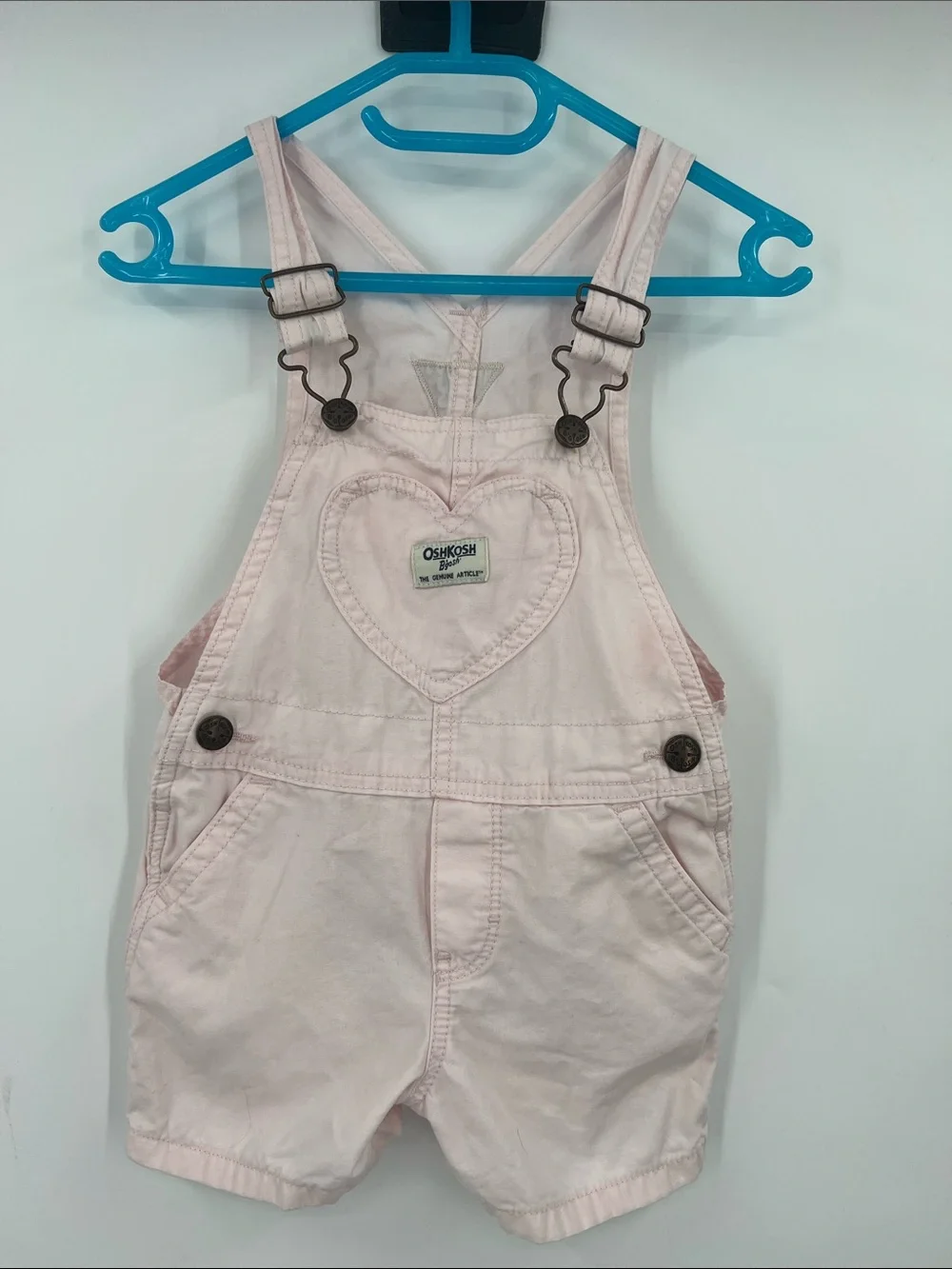 OshKosh B'gosh Pale Pink Heart Bib Shortalls
